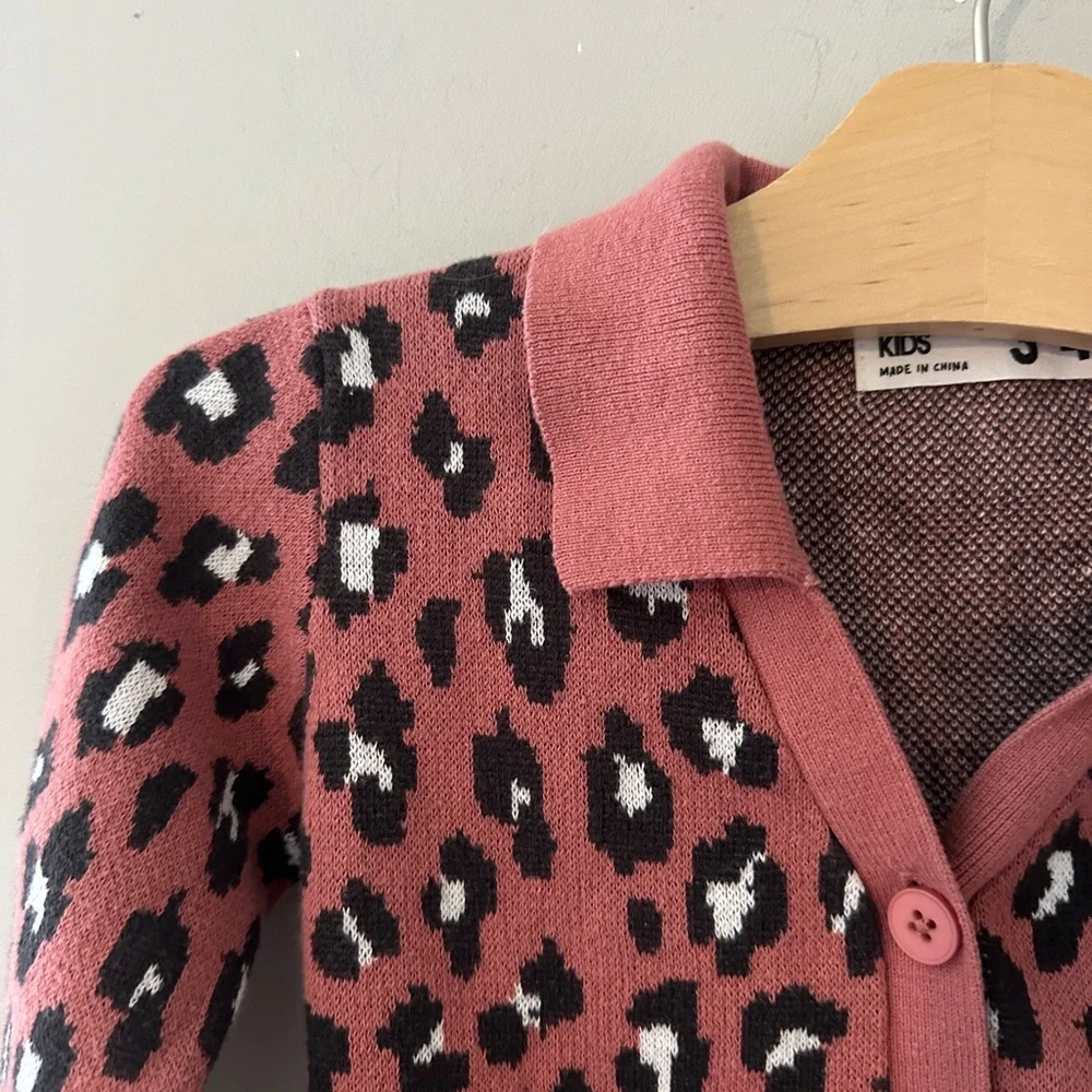 $14 ADD ON‎ Cotton On kids sweater Girls' animal print cardigan 3-4Y Zara